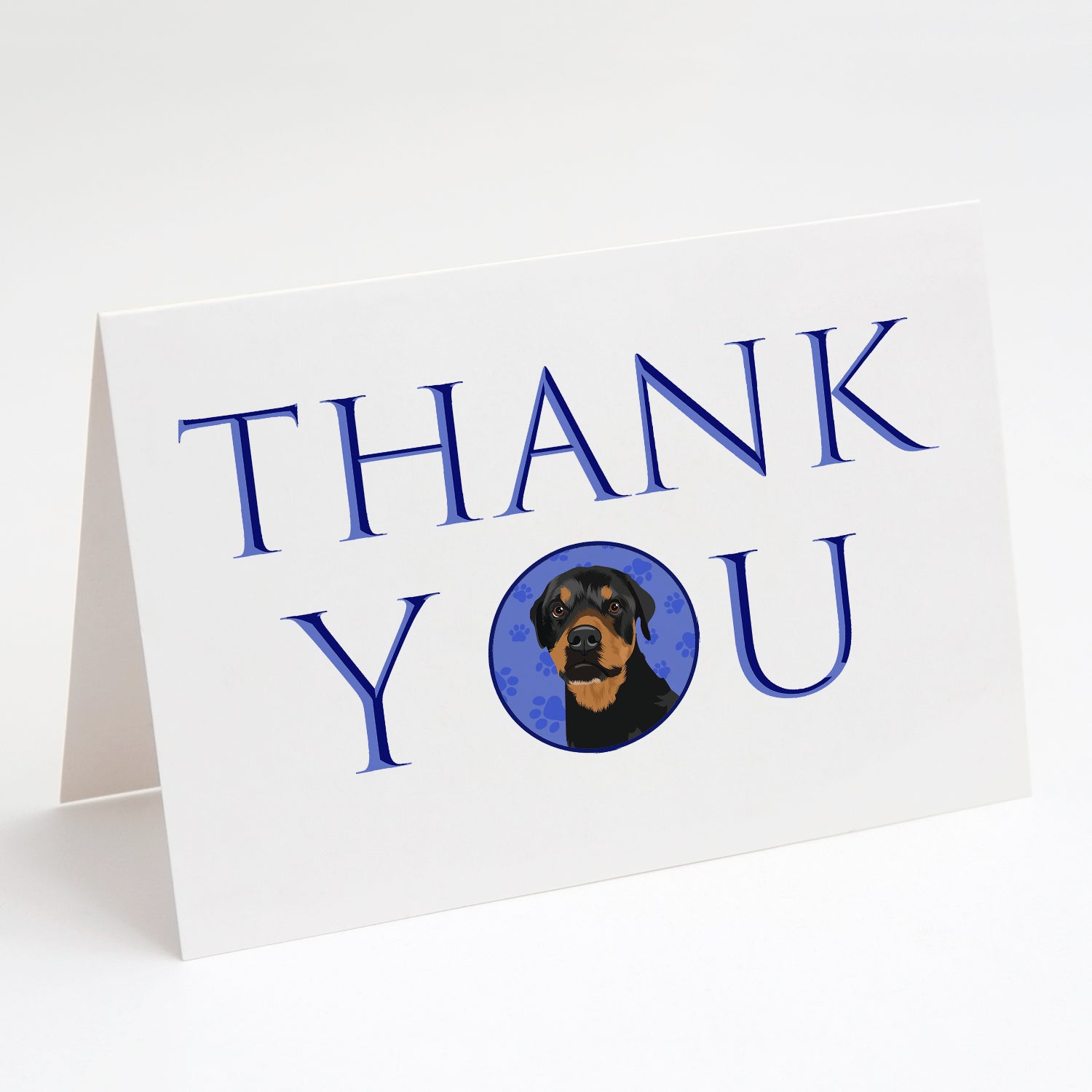 Rottweiler Black and Rust Thank You Greeting Cards Pack of 8 Blank Cards with Envelopes Whimsical A7 Size 5x7