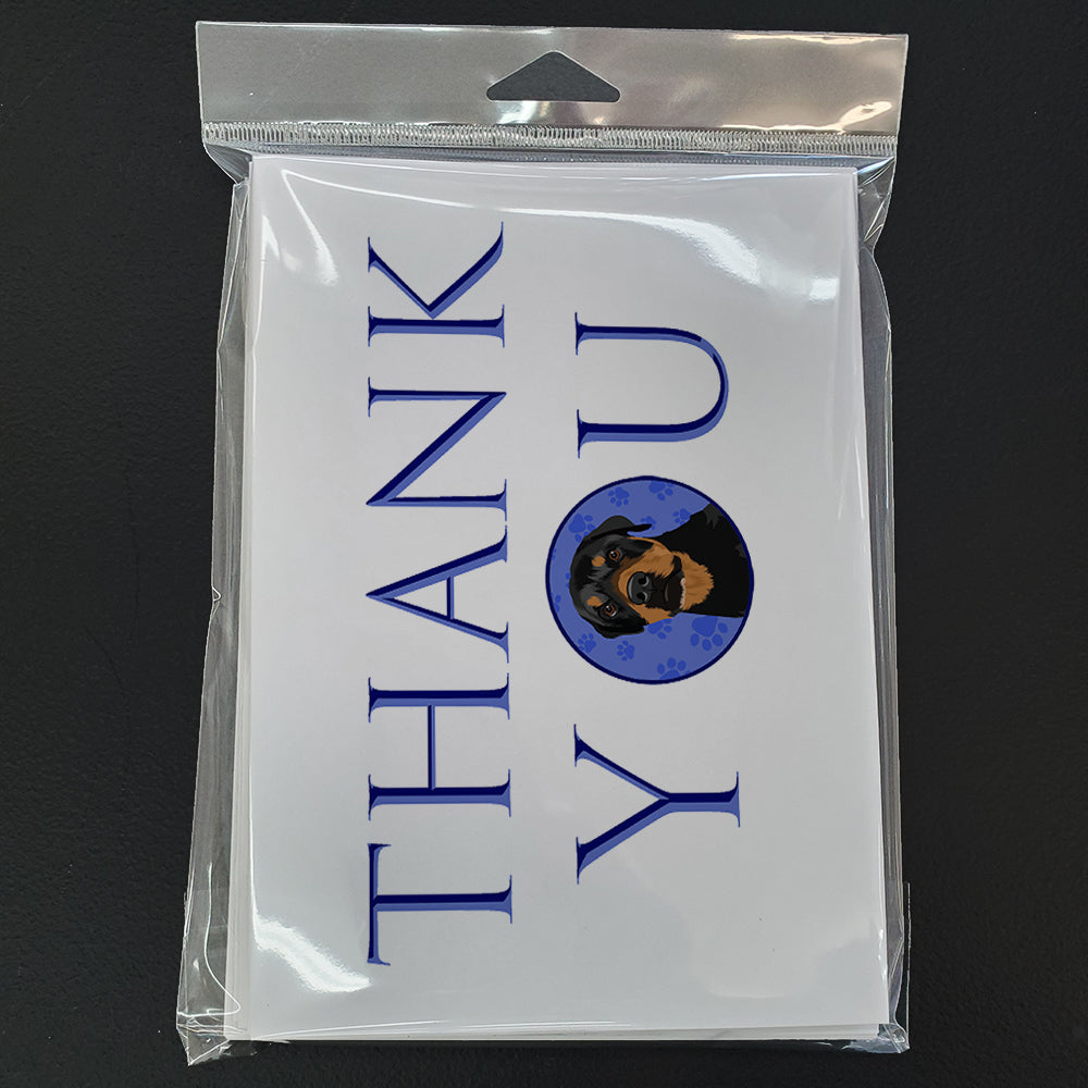 Rottweiler Black and Rust Thank You Greeting Cards Pack of 8 Blank Cards with Envelopes Whimsical A7 Size 5x7