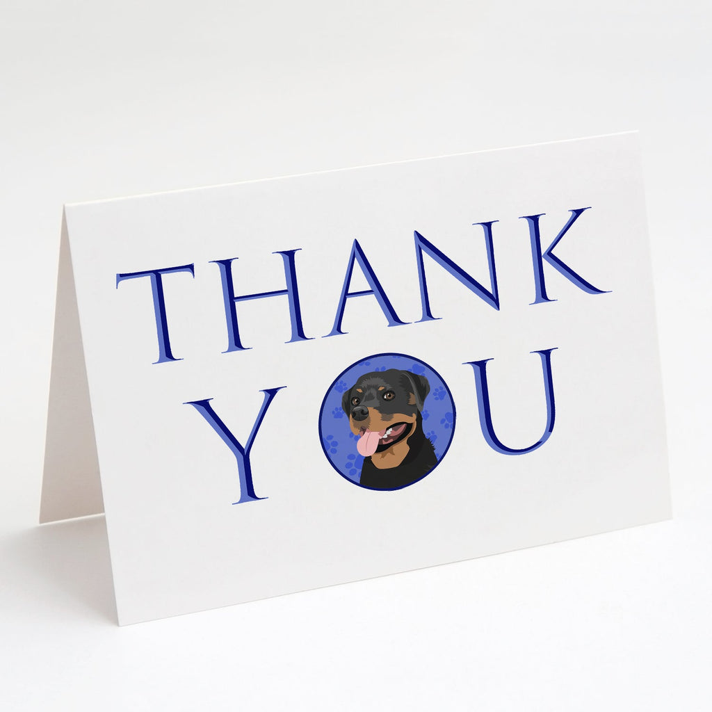 Rottweiler Black and Tan #1 Thank You Greeting Cards Pack of 8 Blank Cards with Envelopes Whimsical A7 Size 5x7