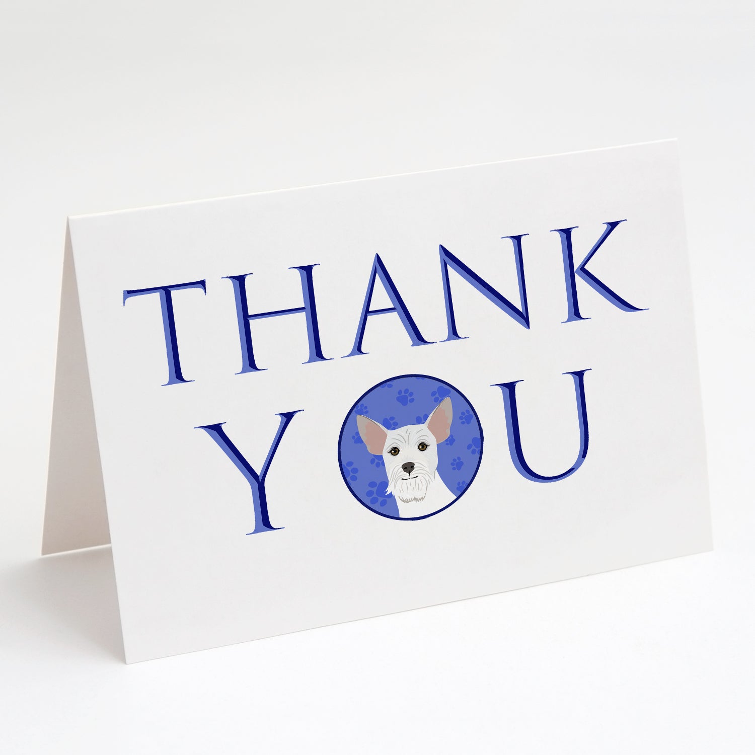 Schnauzer White #2 Thank You Greeting Cards Pack of 8 Blank Cards with Envelopes Whimsical A7 Size 5x7