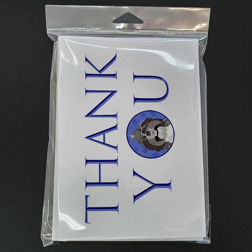 Shih-Tzu Silver and White Thank You Greeting Cards Pack of 8 Blank Cards with Envelopes Whimsical A7 Size 5x7