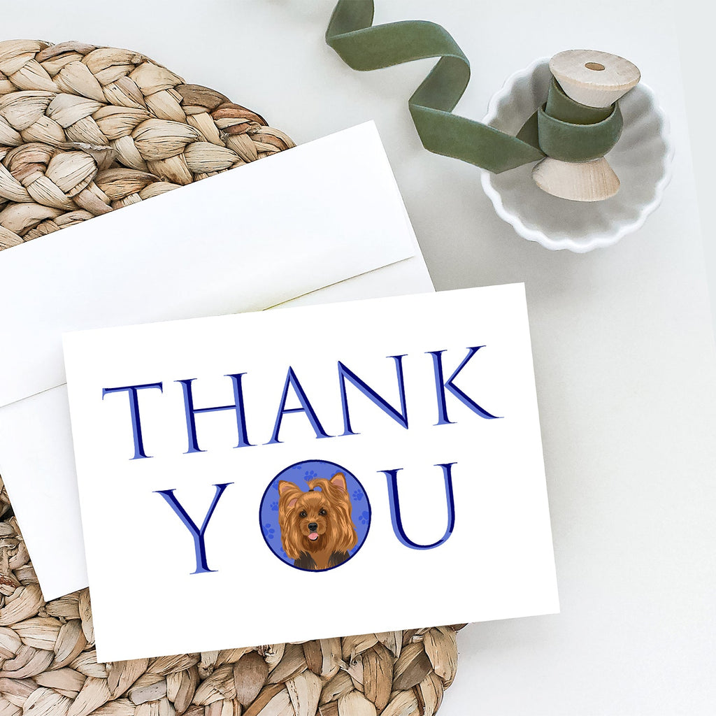 Yorkie Black and Gold #1 Thank You Greeting Cards Pack of 8 Blank Cards with Envelopes Whimsical A7 Size 5x7