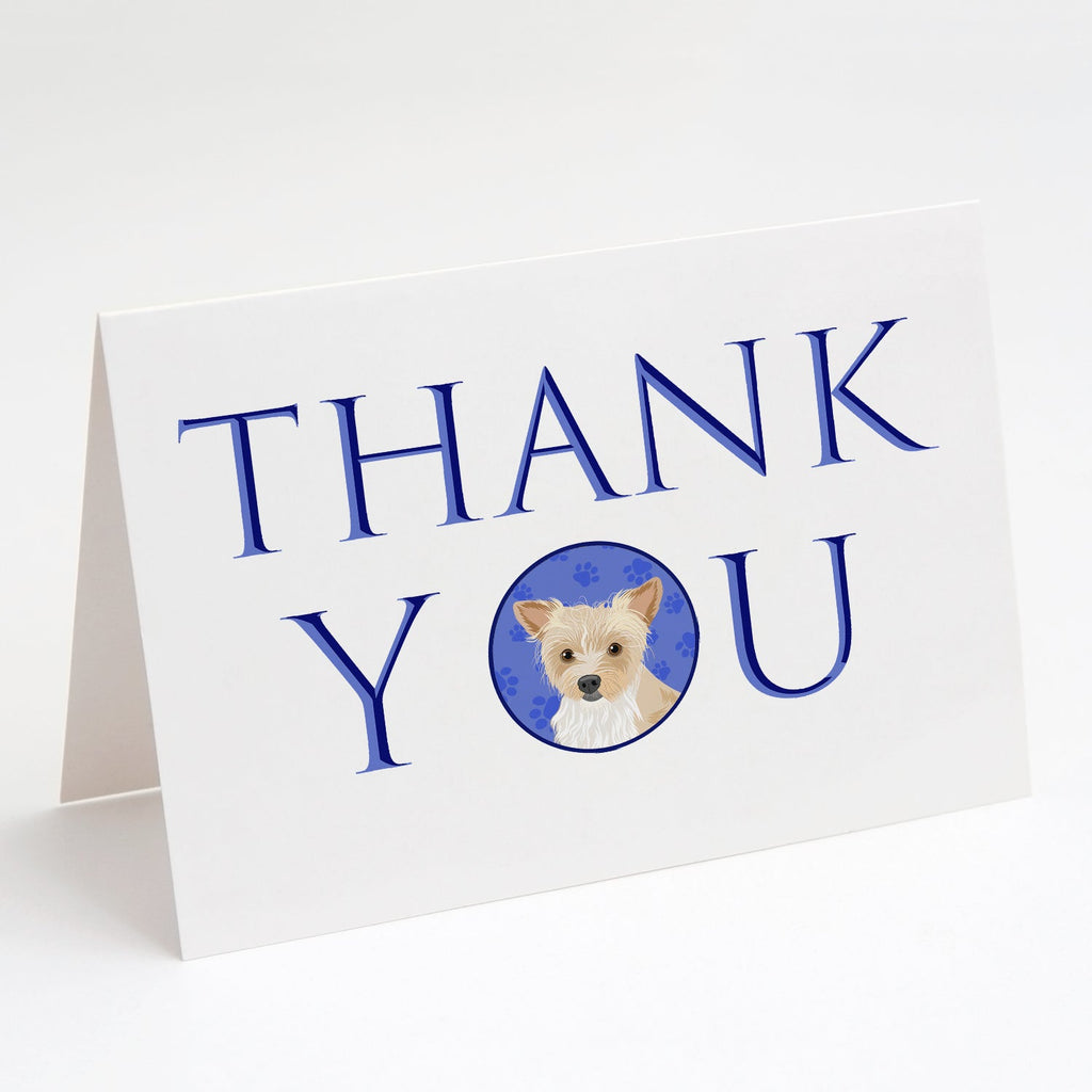Yorkie Parti Thank You Greeting Cards Pack of 8 Blank Cards with Envelopes Whimsical A7 Size 5x7
