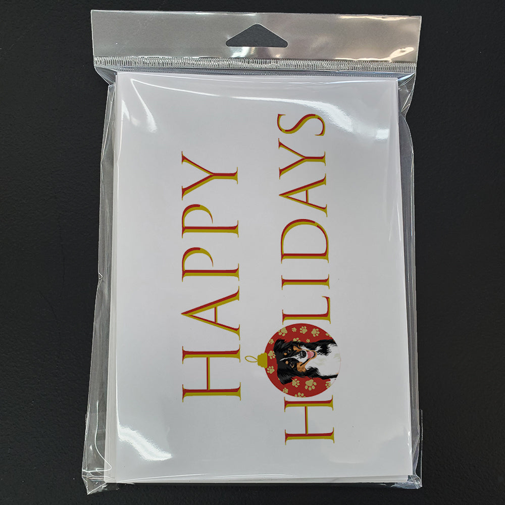 Australian Shepherd Black Tricolor #3 Happy Holidays Greeting Cards Pack of 8 Blank Cards with Envelopes Whimsical A7 Size 5x7