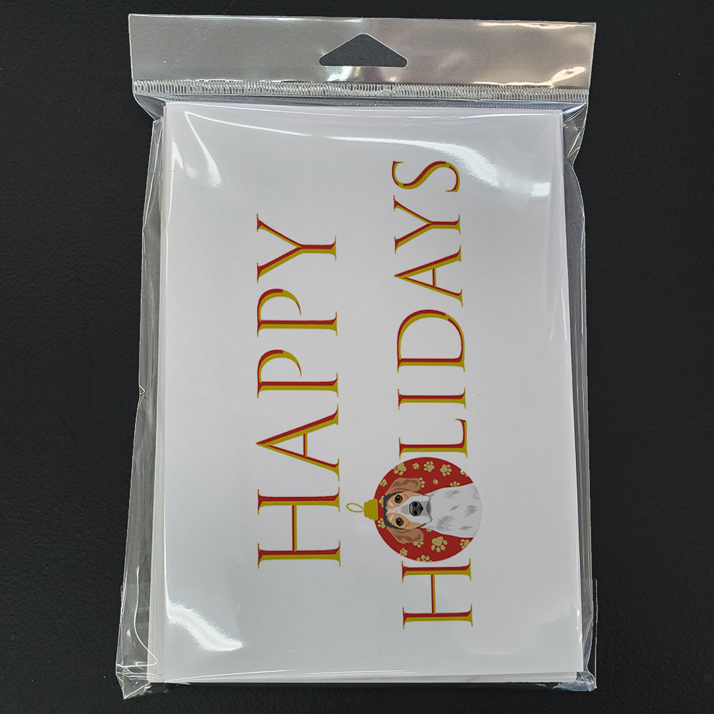 Beagle Tricolor #2 Happy Holidays Greeting Cards Pack of 8 Blank Cards with Envelopes Whimsical A7 Size 5x7