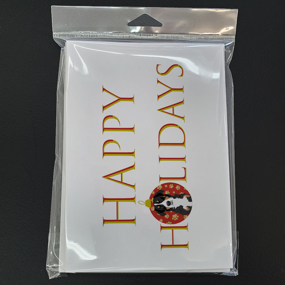 Bernese Mountain Dog Puppy #2 Happy Holidays Greeting Cards Pack of 8 Blank Cards with Envelopes Whimsical A7 Size 5x7