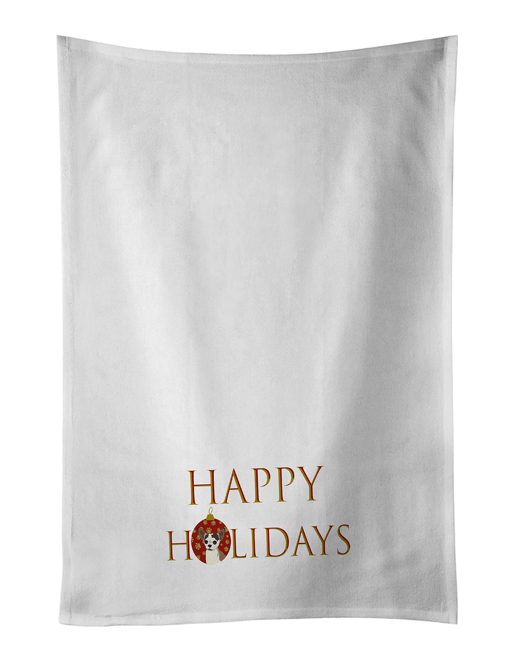 Chihuahua Merle Happy Holidays Kitchen Towel Set of 2 White Dish Towels Decorative Bathroom Hand towel for Hand, Face, Hair, Yoga, Tea, Dishcloth, 19 X 28", White