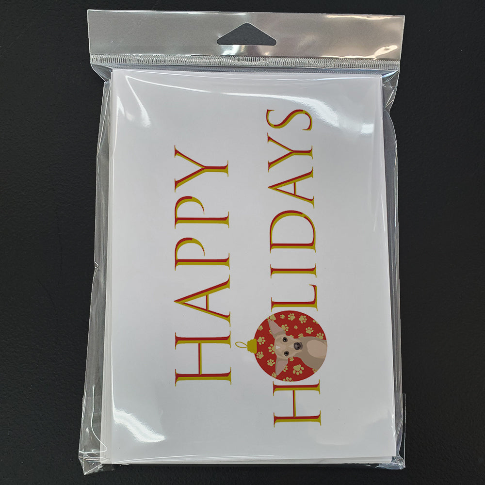 Chihuahua Silver Happy Holidays Greeting Cards Pack of 8 Blank Cards with Envelopes Whimsical A7 Size 5x7