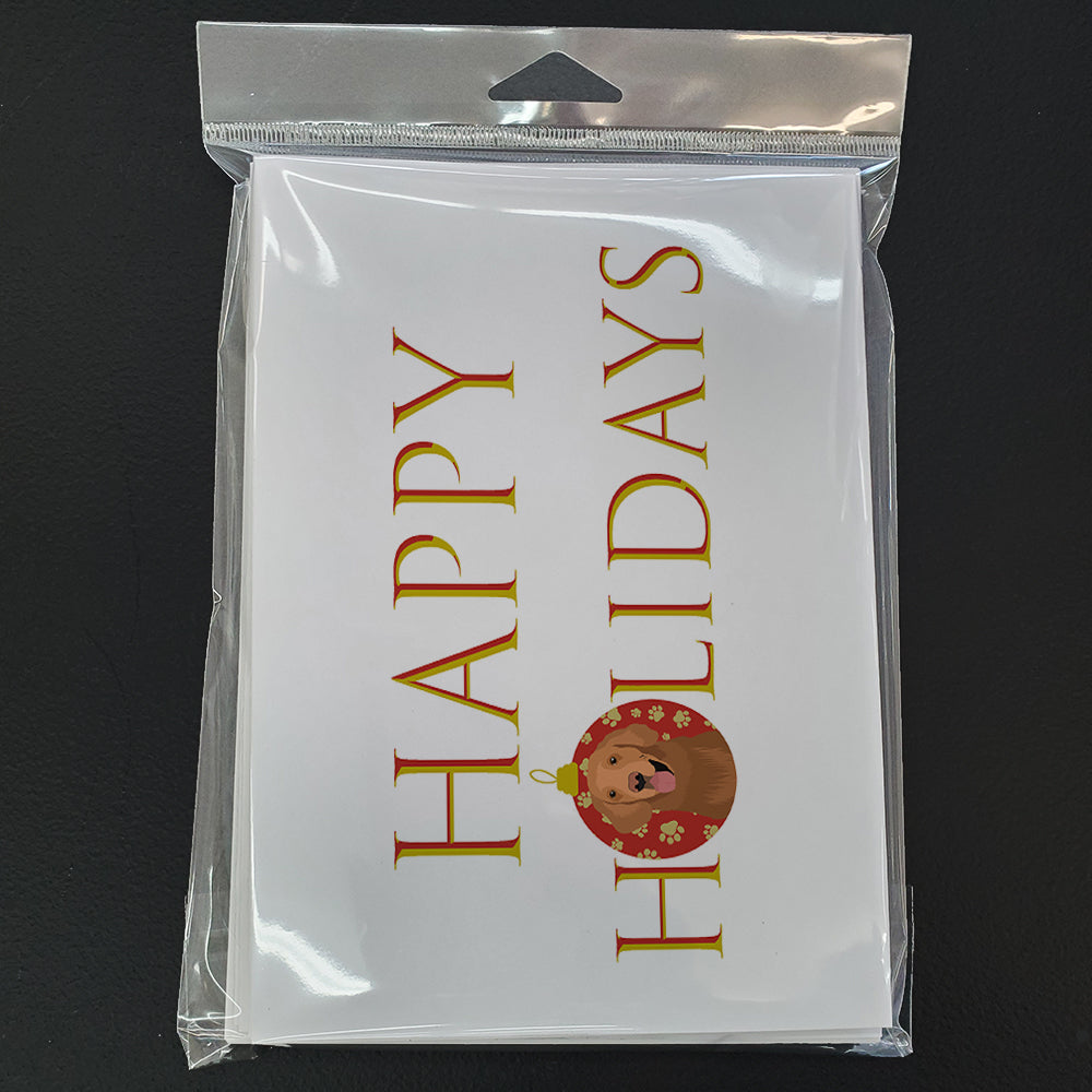 Golden Retriever Red #1 Happy Holidays Greeting Cards Pack of 8 Blank Cards with Envelopes Whimsical A7 Size 5x7