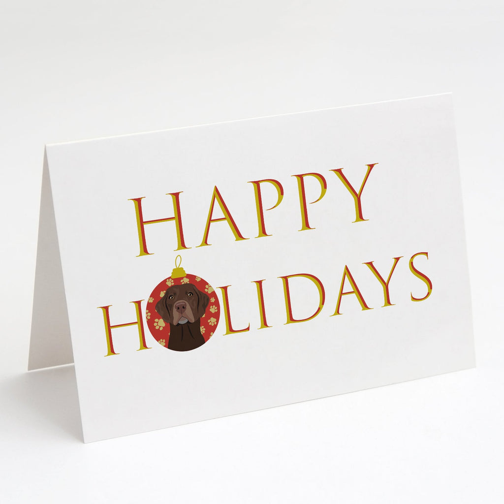 Labrador Retriever Chocolate #2 Happy Holidays Greeting Cards Pack of 8 Blank Cards with Envelopes Whimsical A7 Size 5x7