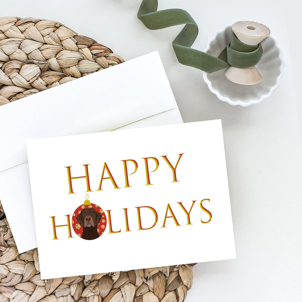 Labrador Retriever Chocolate #2 Happy Holidays Greeting Cards Pack of 8 Blank Cards with Envelopes Whimsical A7 Size 5x7