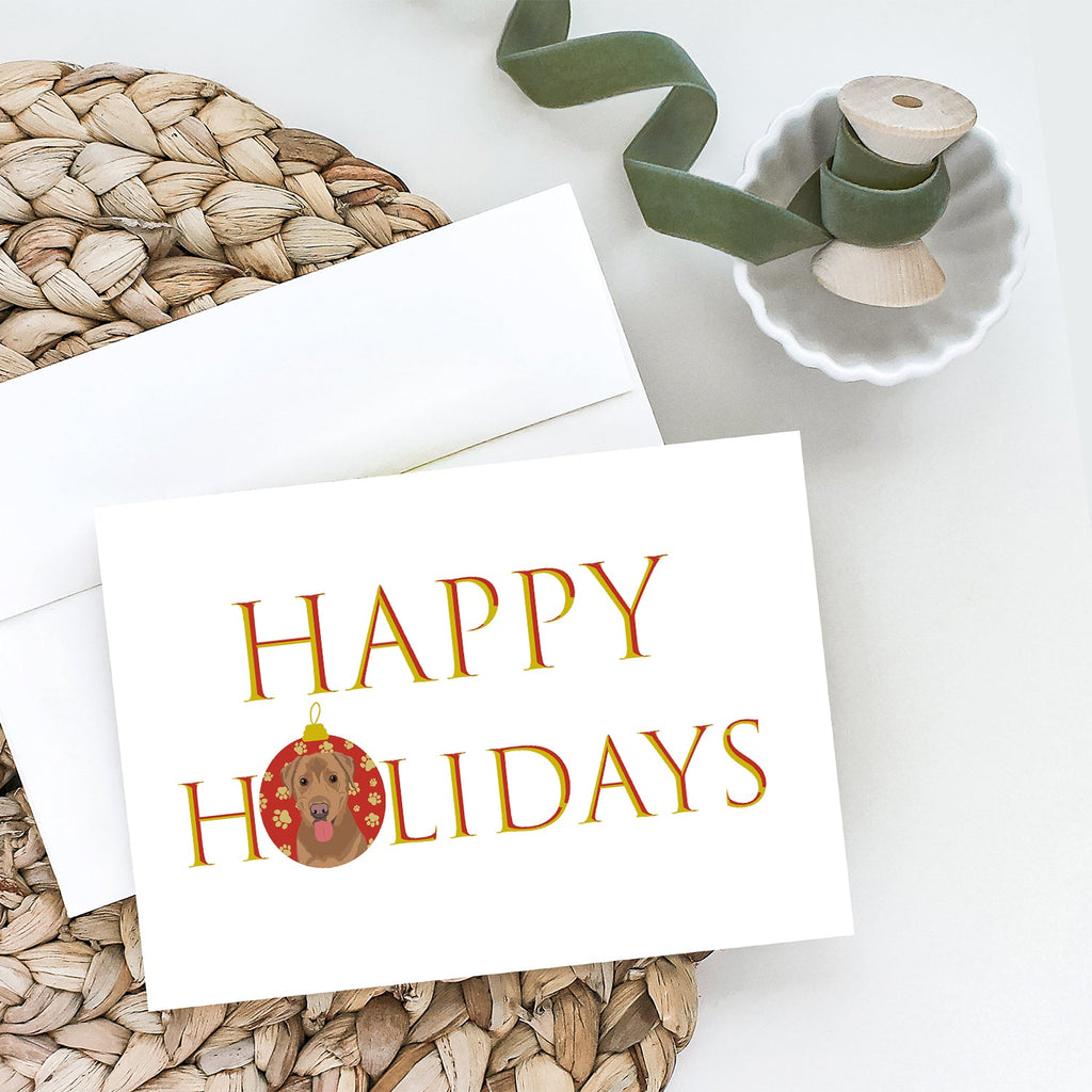 Labrador Retriever Red Happy Holidays Greeting Cards Pack of 8 Blank Cards with Envelopes Whimsical A7 Size 5x7
