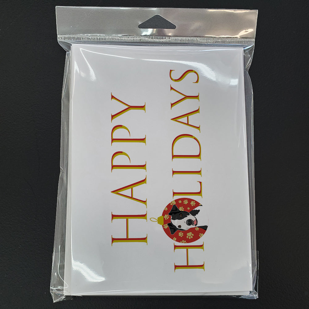 Pit Bull Black #2 Happy Holidays Greeting Cards Pack of 8 Blank Cards with Envelopes Whimsical A7 Size 5x7