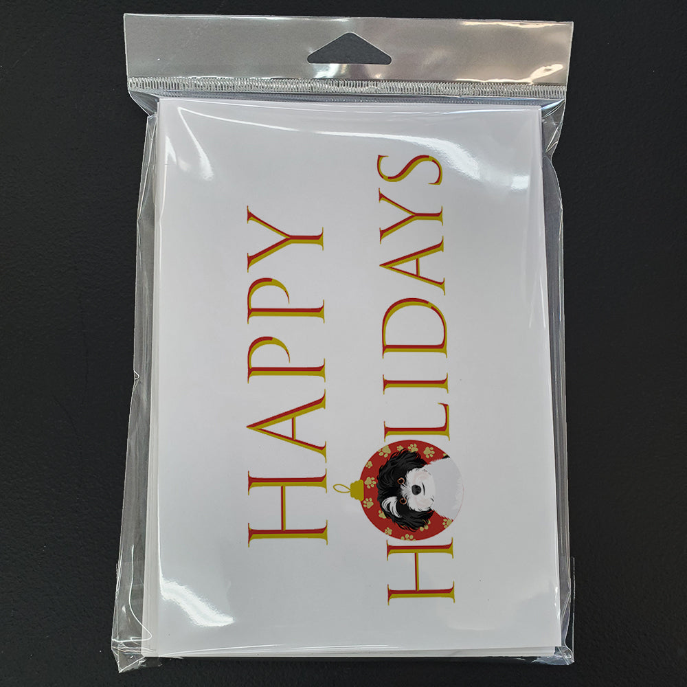 Shih-Tzu Black and White #1 Happy Holidays Greeting Cards Pack of 8 Blank Cards with Envelopes Whimsical A7 Size 5x7
