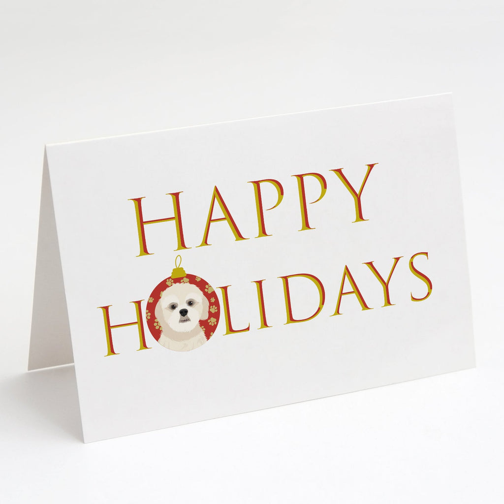 Shih-Tzu Gold #3 Happy Holidays Greeting Cards Pack of 8 Blank Cards with Envelopes Whimsical A7 Size 5x7