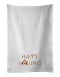Shih-Tzu Gold #5 Happy Holidays Kitchen Towel Set of 2 White Dish Towels Decorative Bathroom Hand towel for Hand, Face, Hair, Yoga, Tea, Dishcloth, 19 X 28", White