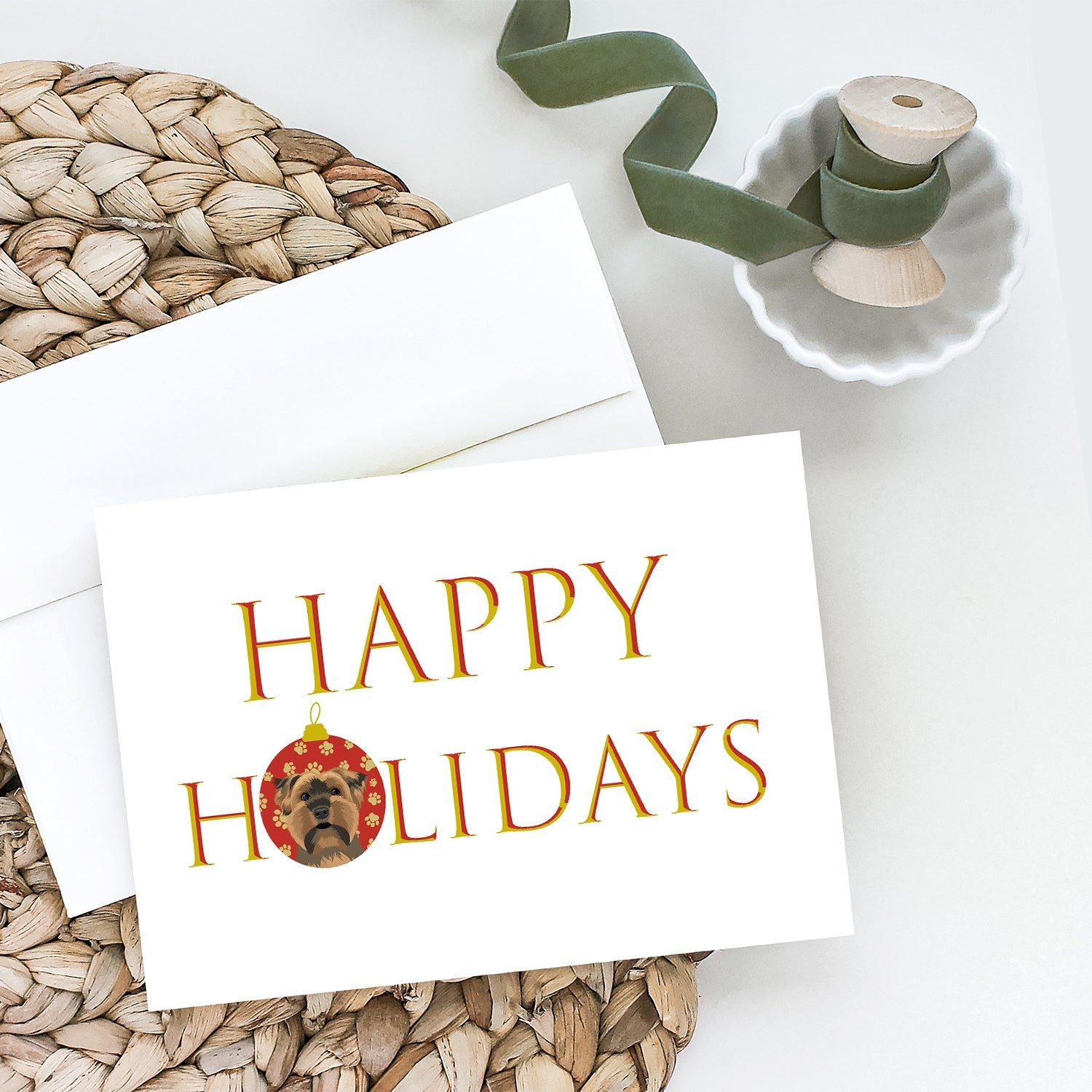 Yorkie Chocolate #1 Happy Holidays Greeting Cards Pack of 8 Blank Cards with Envelopes Whimsical A7 Size 5x7