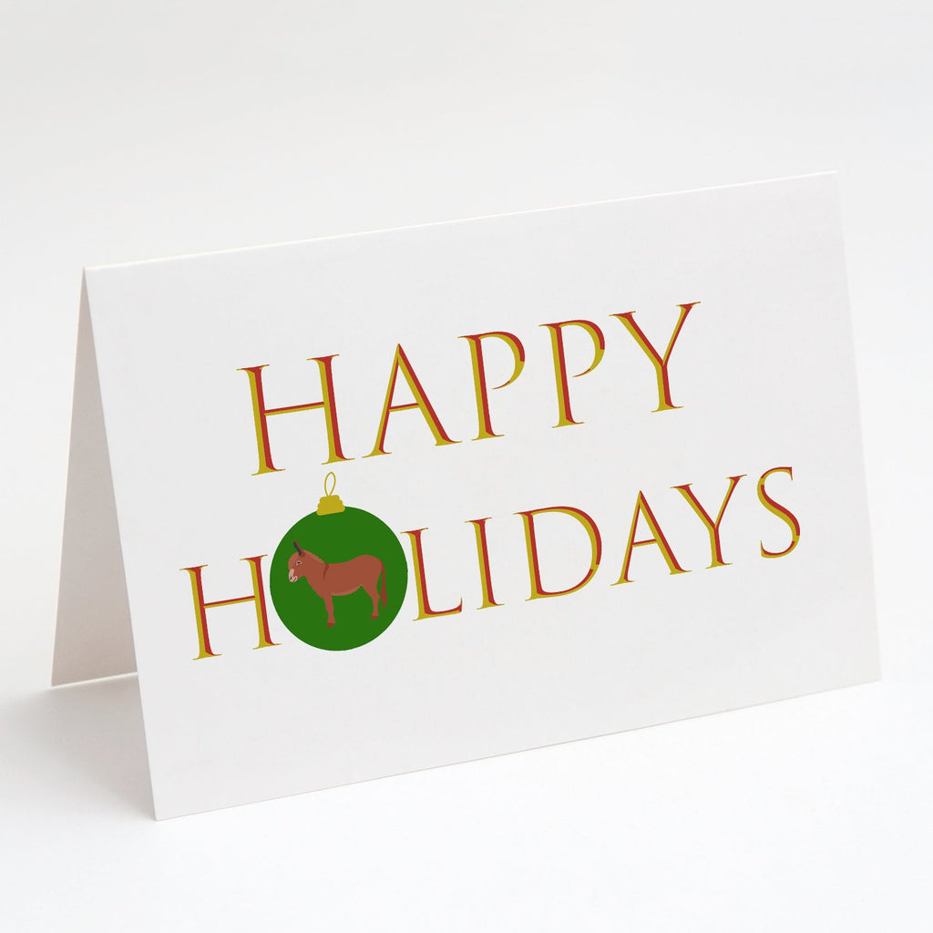 Donkeys & Mules - Irish Donkey Happy Holidays Greeting Cards Pack of 8 Blank Cards with Envelopes Whimsical A7 Size 5x7