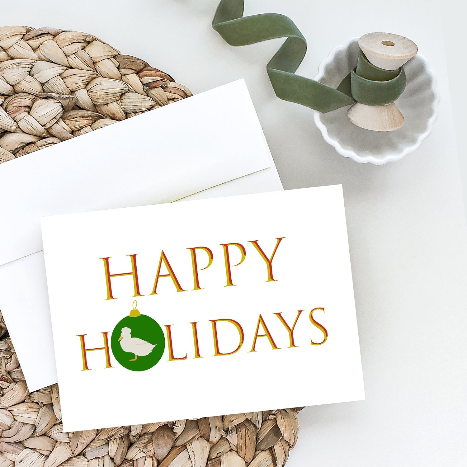 Ducks - Crested Duck Happy Holidays Greeting Cards Pack of 8 Blank Cards with Envelopes Whimsical A7 Size 5x7