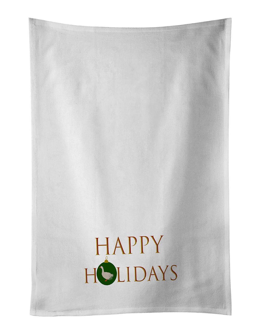 Geese - Sebastopol Goose Happy Holidays Kitchen Towel Set of 2 White Dish Towels Decorative Bathroom Hand towel for Hand, Face, Hair, Yoga, Tea, Dishcloth, 19 X 28", White