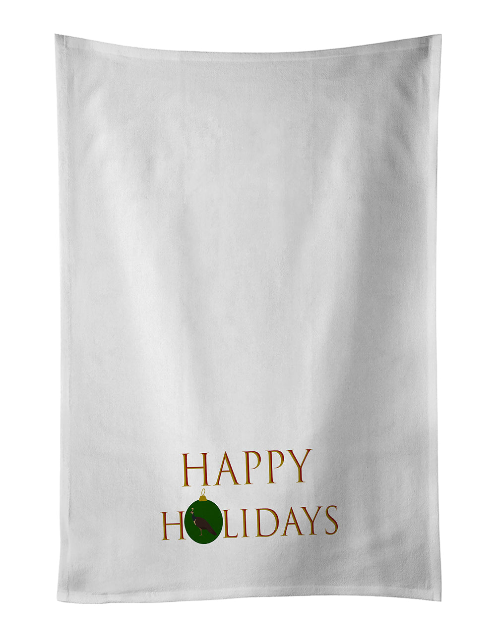 Peacocks - Indian Peahen Peafowl Happy Holidays Kitchen Towel Set of 2 White Dish Towels Decorative Bathroom Hand towel for Hand, Face, Hair, Yoga, Tea, Dishcloth, 19 X 28", White
