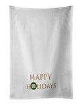 American Eskimo - Dog Face Happy Holidays Christmas Kitchen Towel Set of 2 White Dish Towels Decorative Bathroom Hand towel for Hand, Face, Hair, Yoga, Tea, Dishcloth, 19 X 28", White