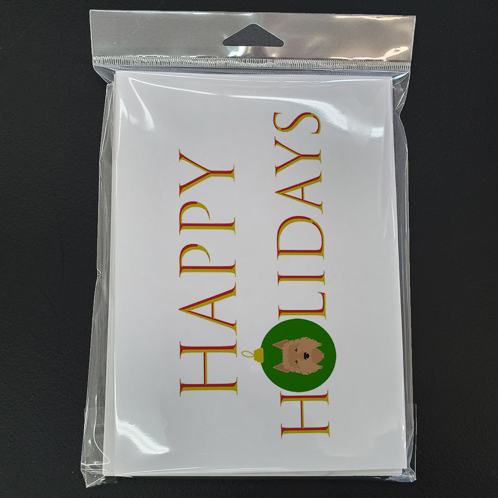 Australian Terrier - Dog Face Happy Holidays Christmas Greeting Cards Pack of 8 Blank Cards with Envelopes Whimsical A7 Size 5x7