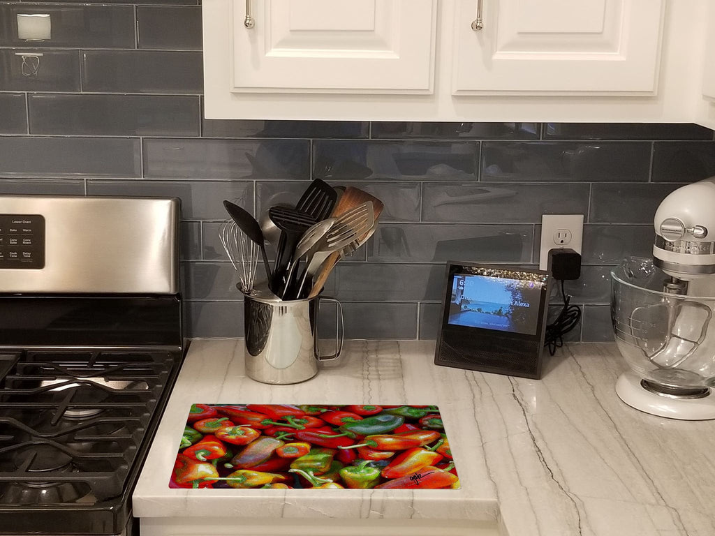 Cutting Board Tempered Glass Kitchen Cutting Surface, Heat Resistant Chopping, Non-Slip Feet, Food Prep & Serving