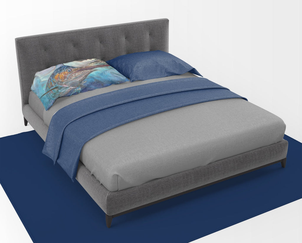 Running The Guantlet Blue Marlin Standard Pillowcase Lightweight Super Soft Easy Care Decorative Artwork Pillowcase, Standard