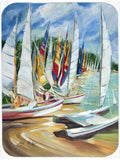 Eastern Shore Sailboats Cutting Board Tempered Glass Kitchen Cutting Surface, Heat Resistant Chopping, Non-Slip Feet, Food Prep & Serving