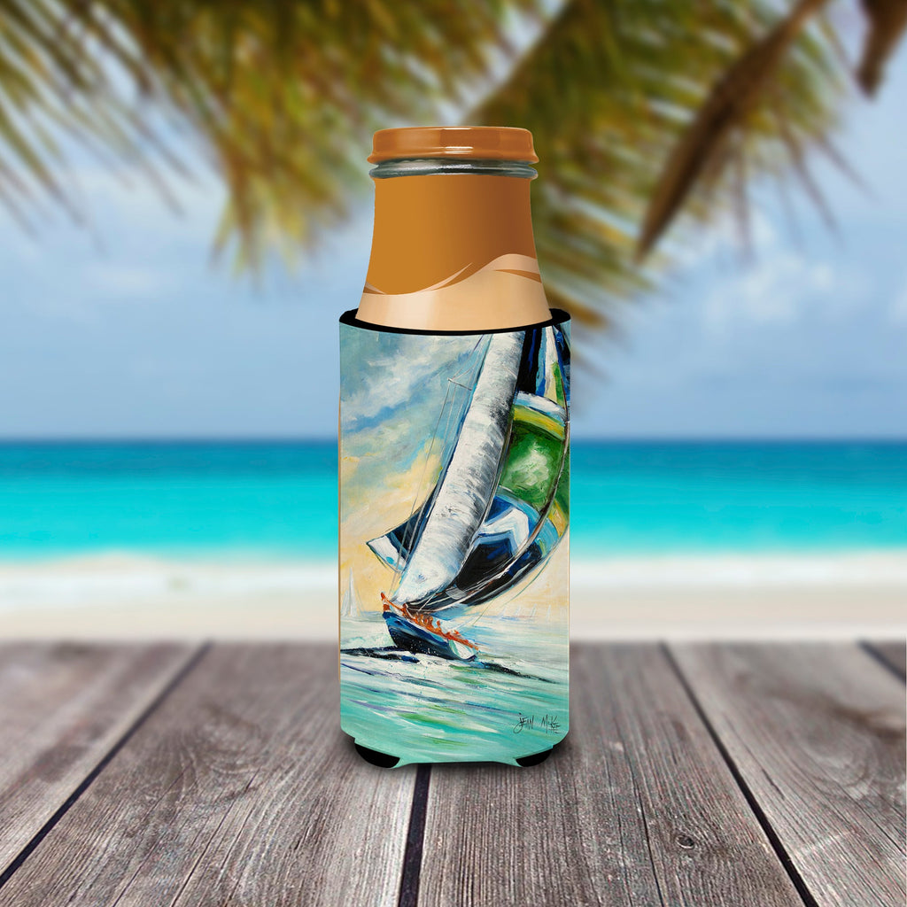 Cruising the Coast Sailboats Slim Can Hugger , Insulated Foam Hugger for 12 oz Slim Cans, Beer Bottles & Water Bottles, Printed in USA