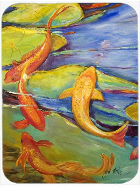 Koi Cutting Board Tempered Glass Kitchen Cutting Surface, Heat Resistant Chopping, Non-Slip Feet, Food Prep & Serving