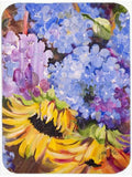 Hydrangeas and Sunflowers Cutting Board Tempered Glass Kitchen Cutting Surface, Heat Resistant Chopping, Non-Slip Feet, Food Prep & Serving