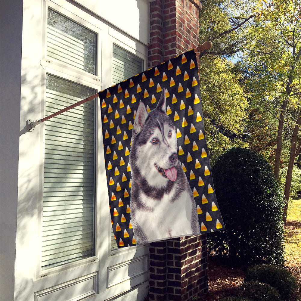 Candy Corn Halloween Alaskan Malamute House Flag 28x40 Porch Sleeve Pole Decorative Outside Yard Banner Artwork Wall Hanging, Polyester