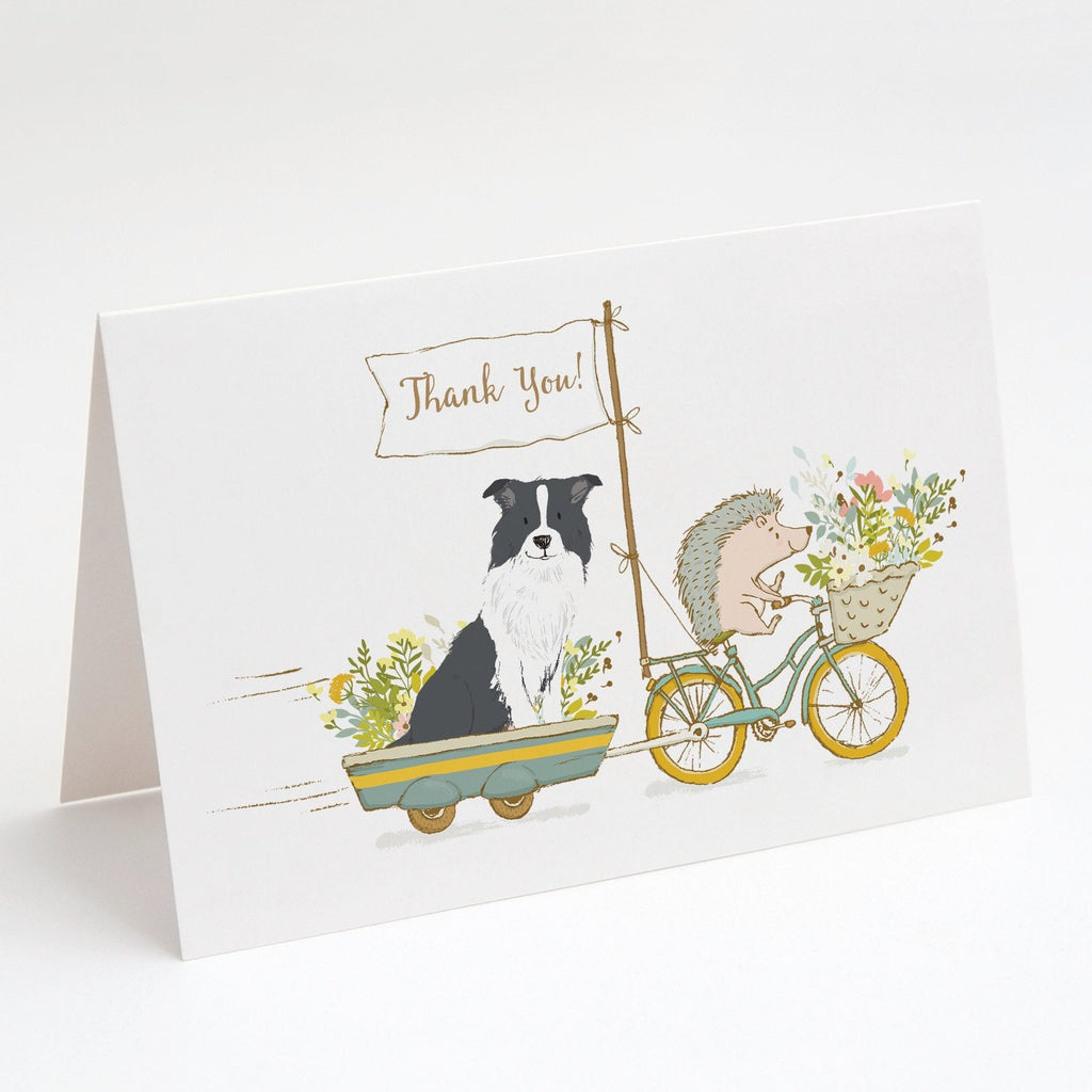 Border Collie Black and White Greeting Cards Pack of 8 Blank Cards with Envelopes Whimsical A7 Size 5x7
