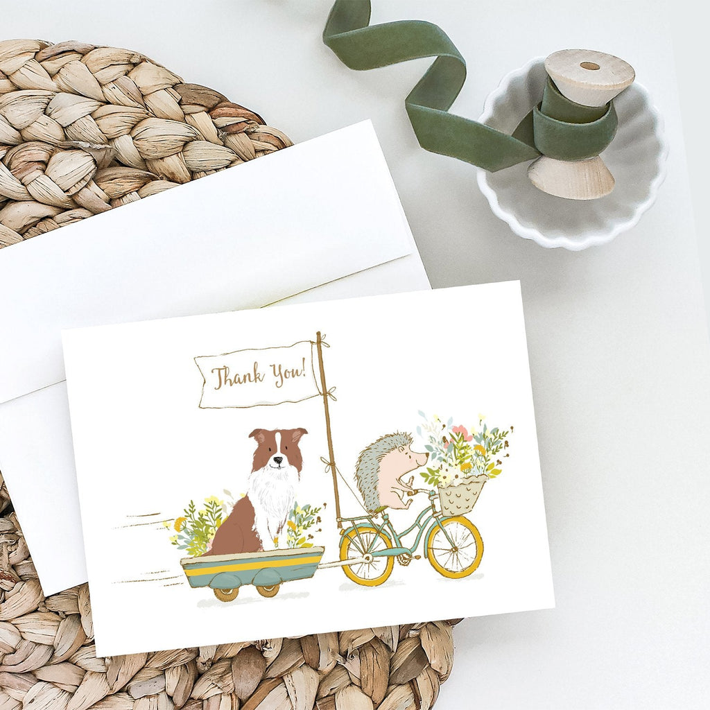 Border Collie Brown and White Greeting Cards Pack of 8 Blank Cards with Envelopes Whimsical A7 Size 5x7