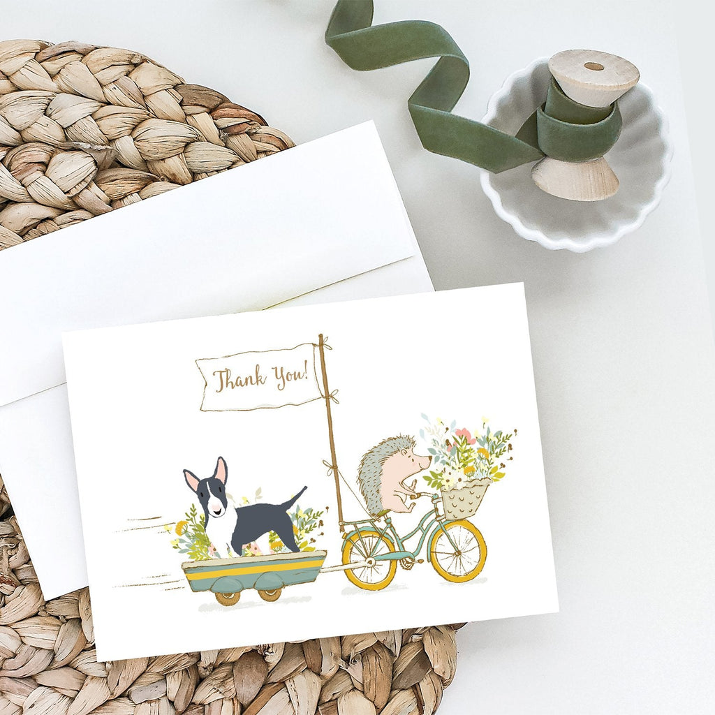 Bull Terrier Black and White Greeting Cards Pack of 8 Blank Cards with Envelopes Whimsical A7 Size 5x7
