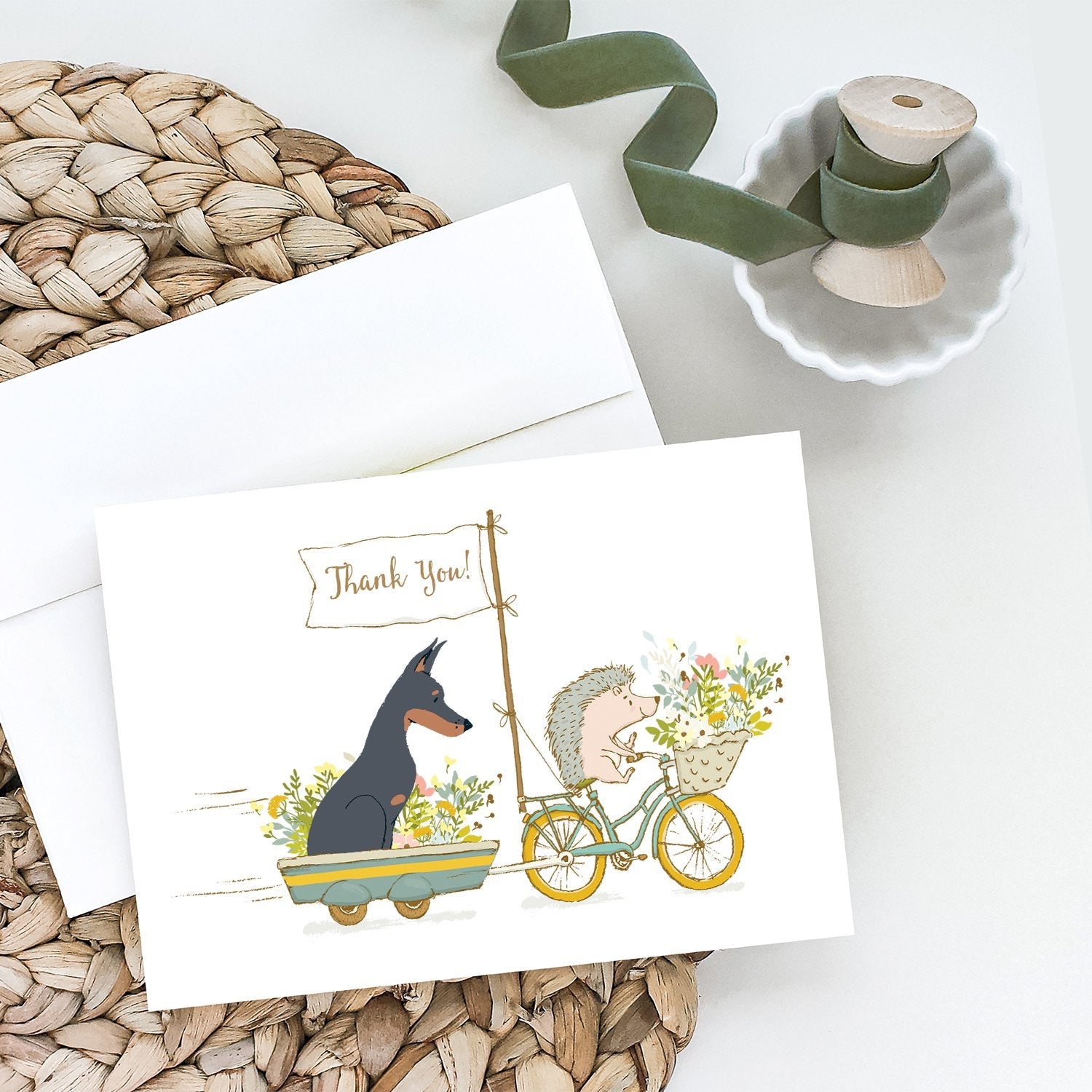 Doberman Pinscher Greeting Cards Pack of 8 Blank Cards with Envelopes Whimsical A7 Size 5x7