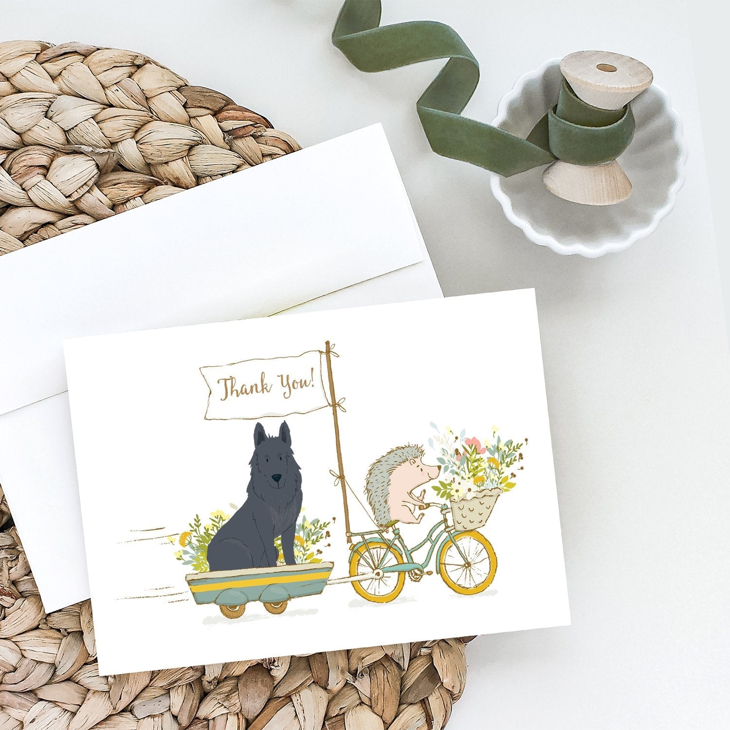 German Shepherd Black Greeting Cards Pack of 8 Blank Cards with Envelopes Whimsical A7 Size 5x7