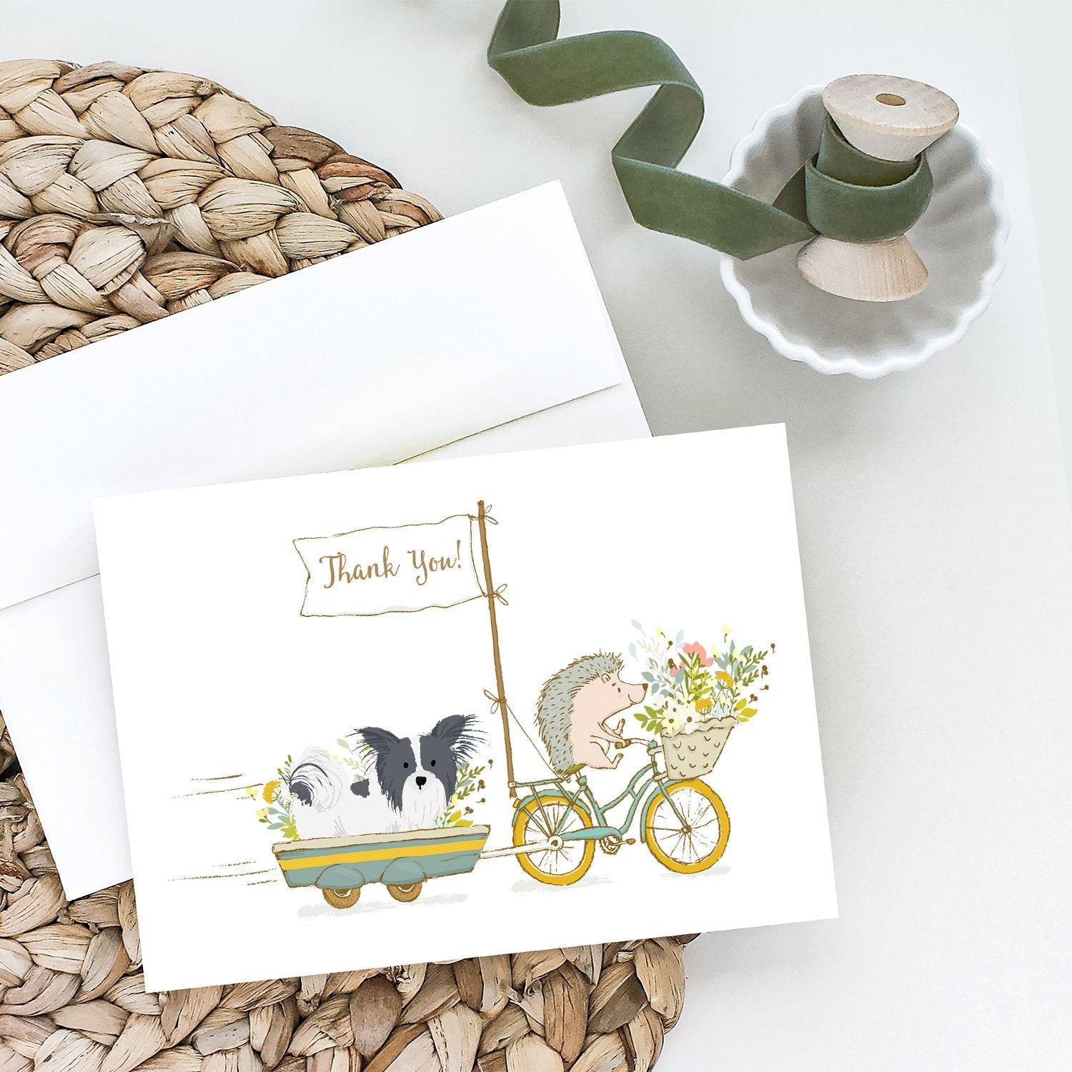 Papillon Black Greeting Cards Pack of 8 Blank Cards with Envelopes Whimsical A7 Size 5x7
