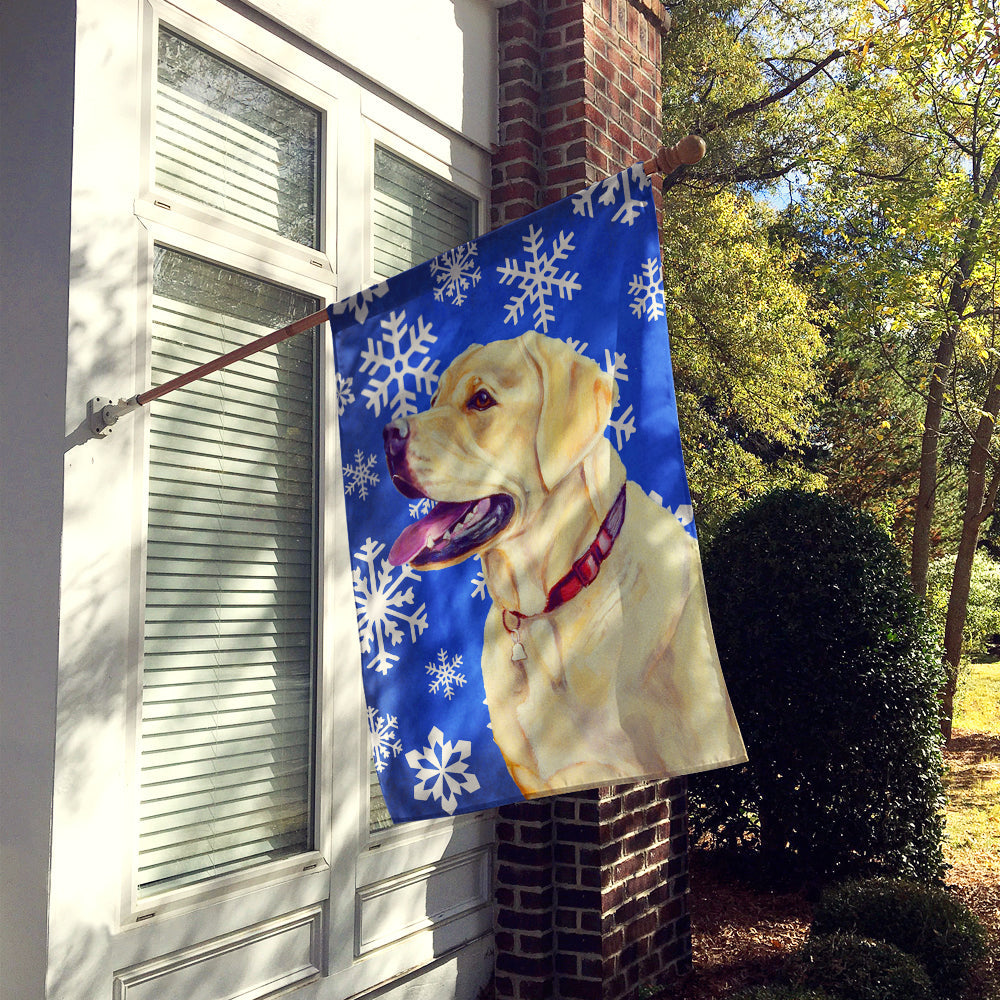 Labrador Winter Snowflakes Holiday House Flag 28x40 Porch Sleeve Pole Decorative Outside Yard Banner Artwork Wall Hanging, Polyester