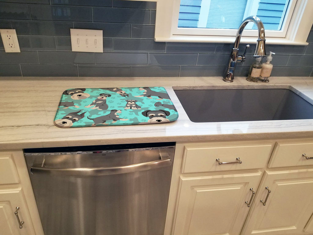 Schnauzer Dish Drying Mat Absorbent Dish Drying Mat Pad for Kitchen Counter Dish Drainer Mat for Countertop, 14 x 21", Multicolor