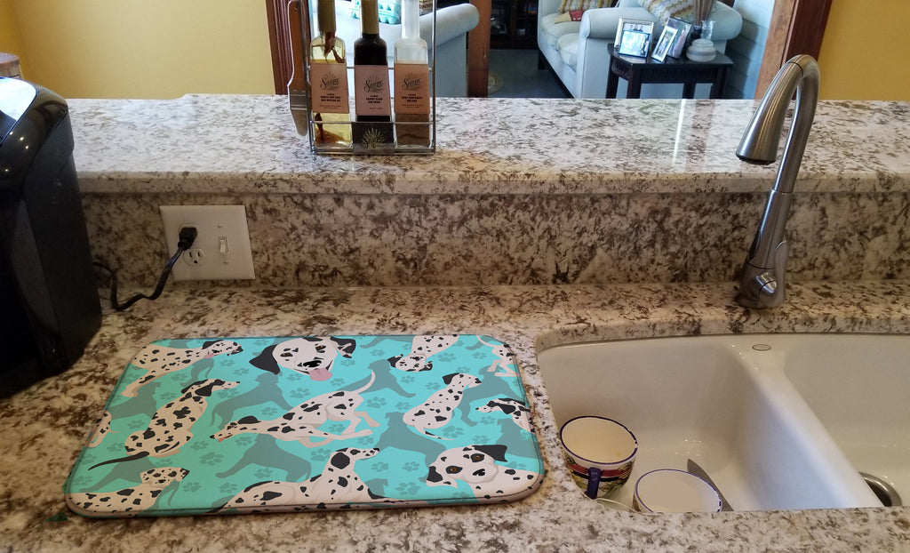 Dalmatian Dish Drying Mat Absorbent Dish Drying Mat Pad for Kitchen Counter Dish Drainer Mat for Countertop, 14 x 21", Multicolor