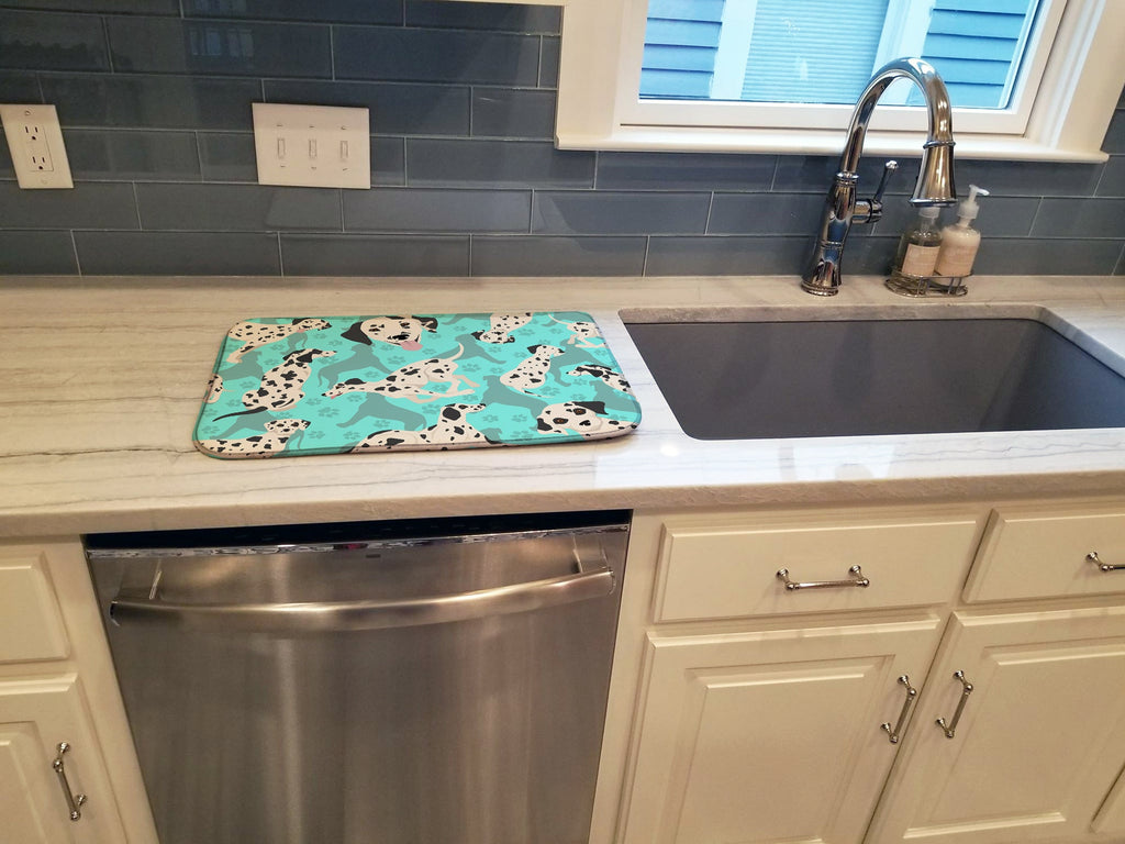 Dalmatian Dish Drying Mat Absorbent Dish Drying Mat Pad for Kitchen Counter Dish Drainer Mat for Countertop, 14 x 21", Multicolor