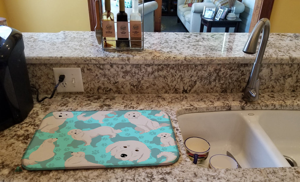 Great Pyrenees Dish Drying Mat Absorbent Dish Drying Mat Pad for Kitchen Counter Dish Drainer Mat for Countertop, 14 x 21", Multicolor