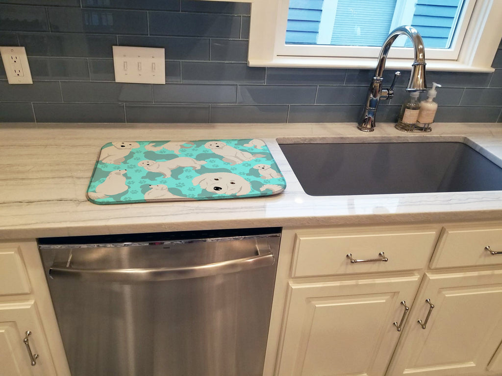 Great Pyrenees Dish Drying Mat Absorbent Dish Drying Mat Pad for Kitchen Counter Dish Drainer Mat for Countertop, 14 x 21", Multicolor