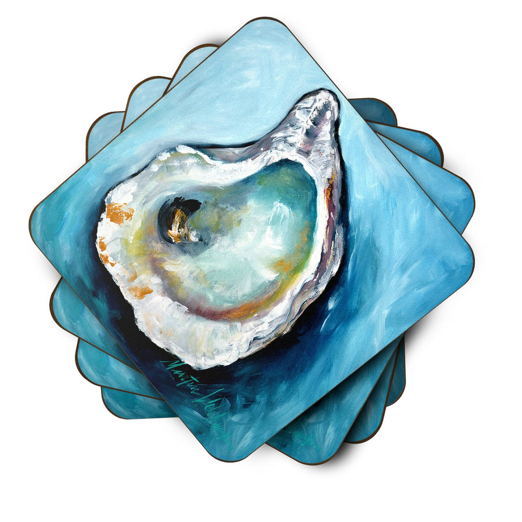 Oyster Foam Coasters Set of 4 Cup Coasters for Indoor Outdoor, Tabletop Protection, Anti Slip, Mouse pad Material