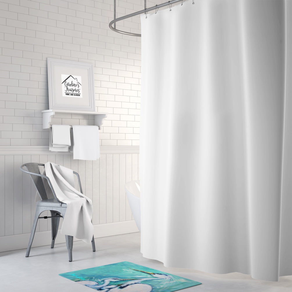Mother's Love White Crane Memory Foam Kitchen Mat Machine Washable Anti-Fatigue Cushion Comfort Bath or Kitchen Rug