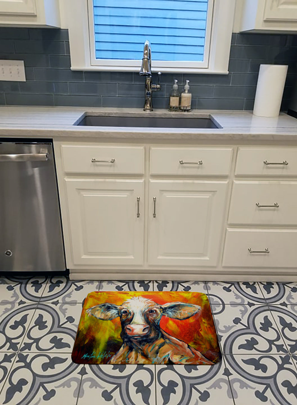 Happy Cow Memory Foam Kitchen Mat Machine Washable Anti-Fatigue Cushion Comfort Bath or Kitchen Rug