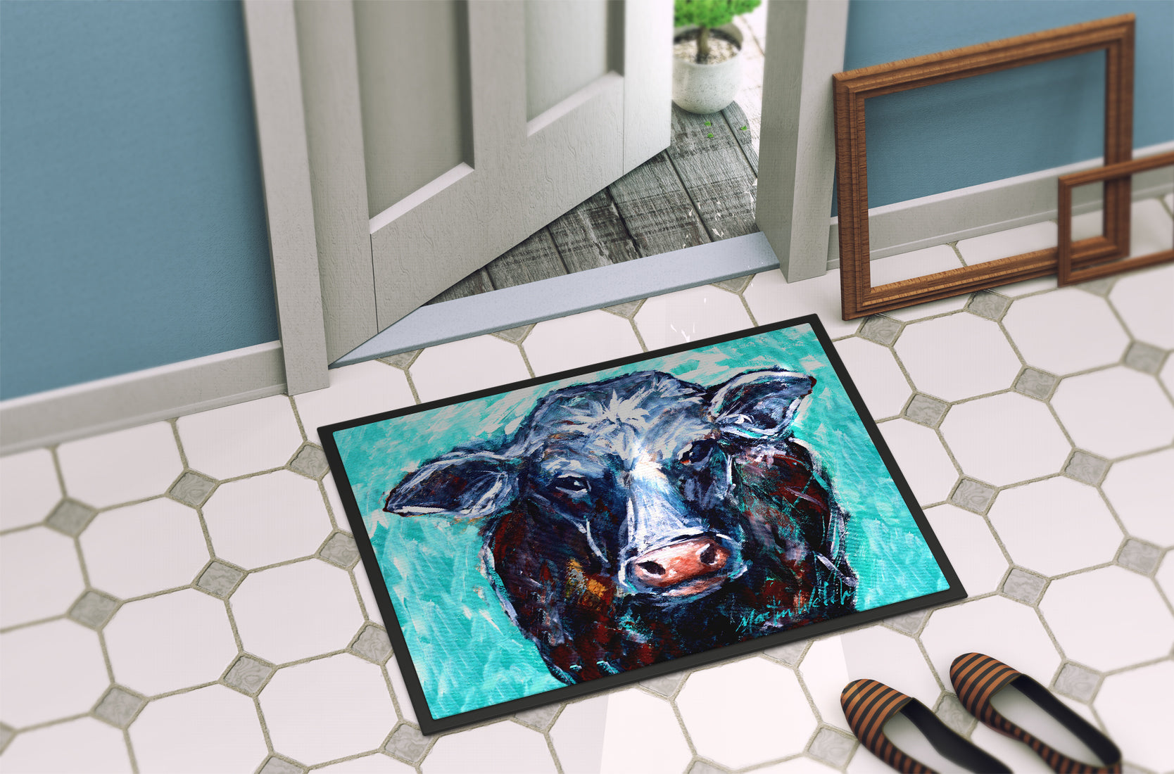 Moo Cow Doormat Indoor Outdoor 18H X 27W Front Door Mat Rugs for Entryway, Non Slip Washable